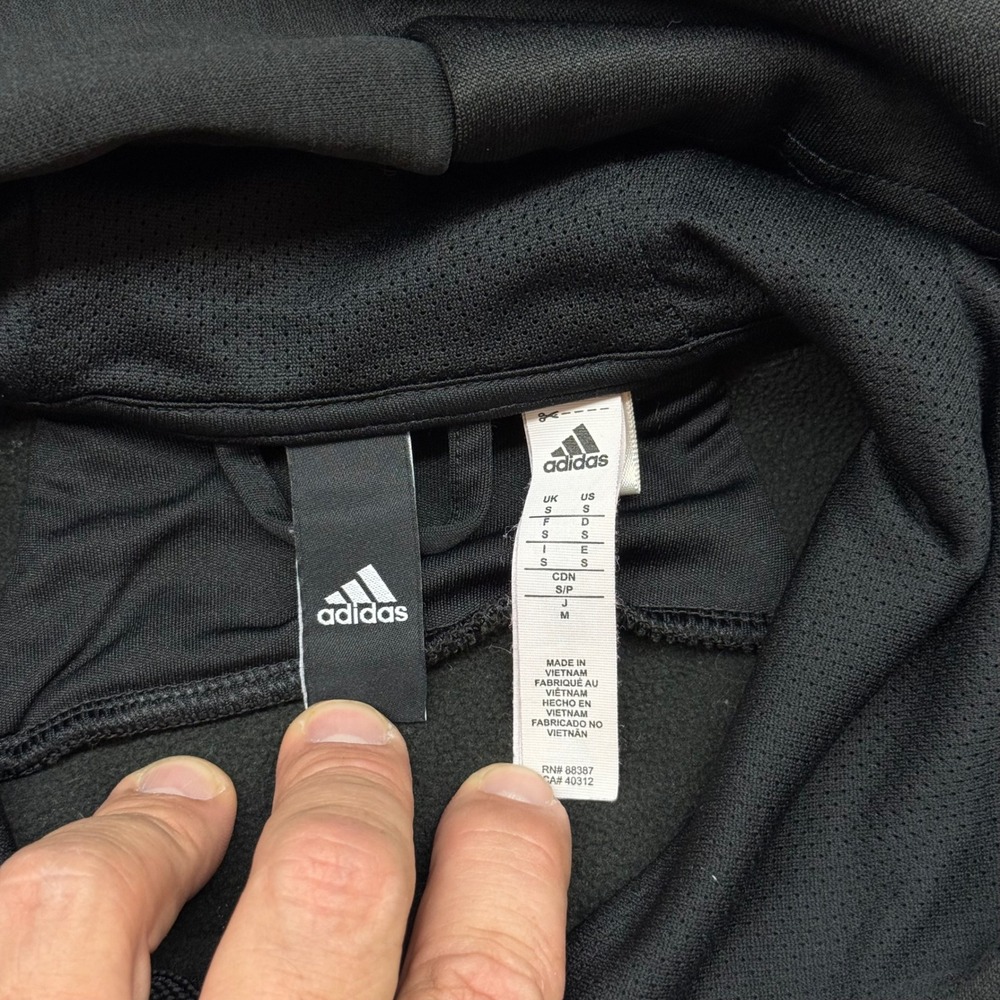 Adidas Mens Black Performance Fleece Logo‎ Hoodie Sweatshirt Small BQ8760 - Picture 6 of 10
